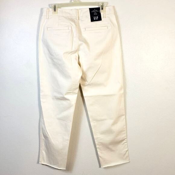 Gap Pants Women's 6 High Rise Straight Khaki Cream Raw Hem Coastal Casual NEW - Picture 3 of 15